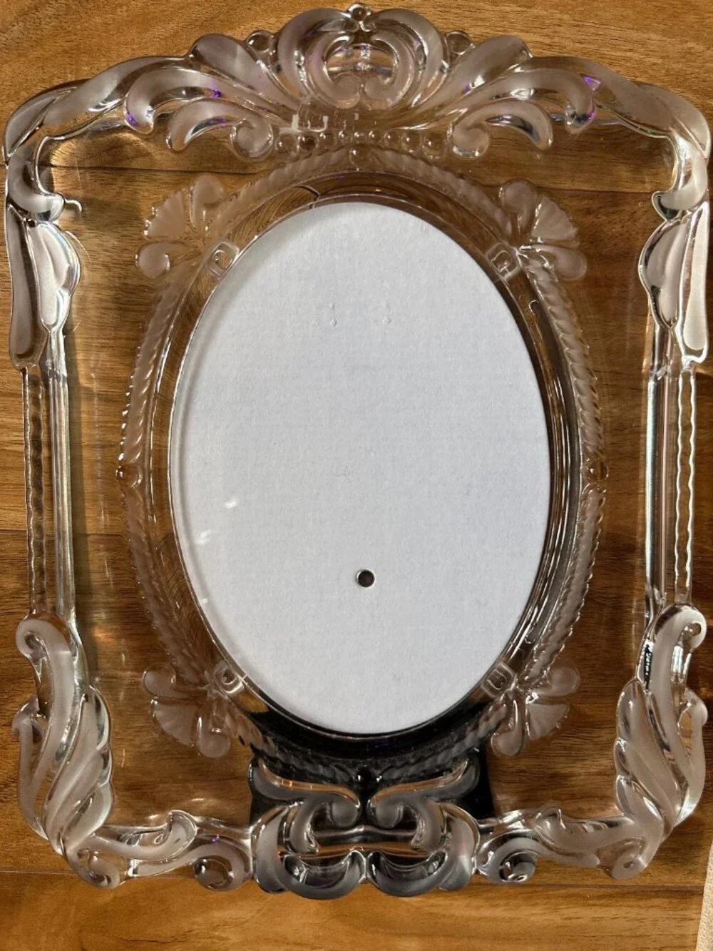 Heavy Mikasa Crystal 5x7 Picture Frame Ornate Scroll Frosted Clear Glass